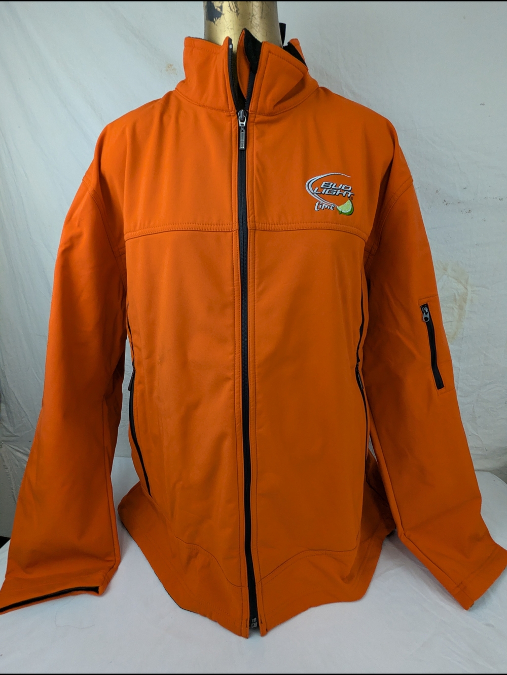 Bud Light Lime Men's  Orange Softshell All Climate Wear Zip Jacket XL NWOT